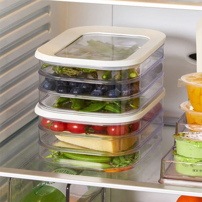 📢📢40% OFF !! ⏰3 Layer Reusable Food Storage Containers with Lid Clear Fridge Crisper