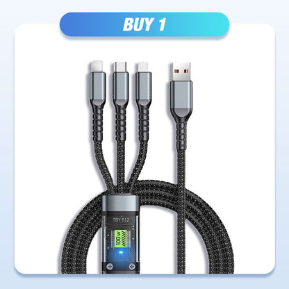 📢📢50% OFF !!⏰⏰ Transparent Luminous 3-in-1 Fast Charging Cable - USB-C/Micro-USB/Lightning with LED Power Indicator & Nylon Braiding 📱💫