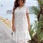 Elegant Cutout Flowers White Dress for Lady