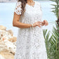 Elegant Cutout Flowers White Dress for Lady