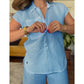 Stylish 2-Piece Set Short-Sleeve Linen-Cotton Shirt and Wide-Leg Pants