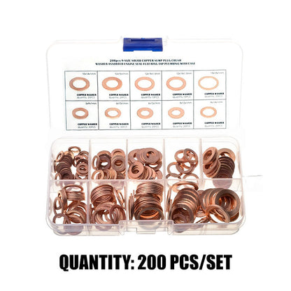 📢📢50% OFF !! ⏰200 PCS Copper Flat Washer Assortment Kit（50% OFF）