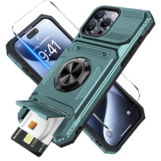 📢📢40% OFF !!⏰️ Phone Case with Card Holder & Ring Grip – Kickstand, Magnetic Mount, Drop Protection