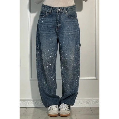 📢📢 60 %  OFF !! ✨ Women's Straight Jeans with Rhinestones