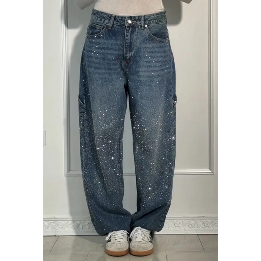 📢📢 60 %  OFF !! ✨ Women's Straight Jeans with Rhinestones