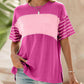 💕Limited Sale 50% OFF💕Women's Casual Round Neck Striped Color Clash Short Sleeve Top