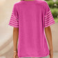 💕Limited Sale 50% OFF💕Women's Casual Round Neck Striped Color Clash Short Sleeve Top