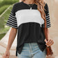 💕Limited Sale 50% OFF💕Women's Casual Round Neck Striped Color Clash Short Sleeve Top
