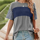 💕Limited Sale 50% OFF💕Women's Casual Round Neck Striped Color Clash Short Sleeve Top