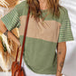 💕Limited Sale 50% OFF💕Women's Casual Round Neck Striped Color Clash Short Sleeve Top