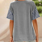 💕Limited Sale 50% OFF💕Women's Casual Round Neck Striped Color Clash Short Sleeve Top