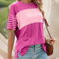 💕Limited Sale 50% OFF💕Women's Casual Round Neck Striped Color Clash Short Sleeve Top