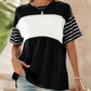 💕Limited Sale 50% OFF💕Women's Casual Round Neck Striped Color Clash Short Sleeve Top