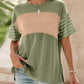 💕Limited Sale 50% OFF💕Women's Casual Round Neck Striped Color Clash Short Sleeve Top