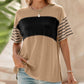 💕Limited Sale 50% OFF💕Women's Casual Round Neck Striped Color Clash Short Sleeve Top
