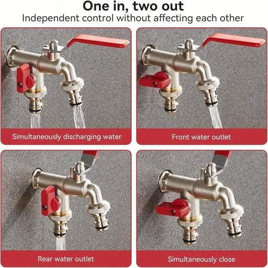 📢📢40% OFF !! ⏰Universal Stainless Steel Double Outlet Garden Water Faucet