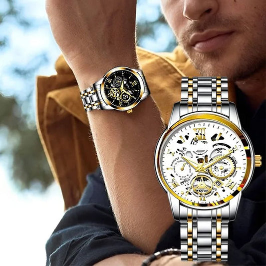 📢📢66 % OFF !!🎅 Men's Roman Skeleton Mechanical Watch - Waterproof & Automatic, Stylish Statement for Any Occasion ✨