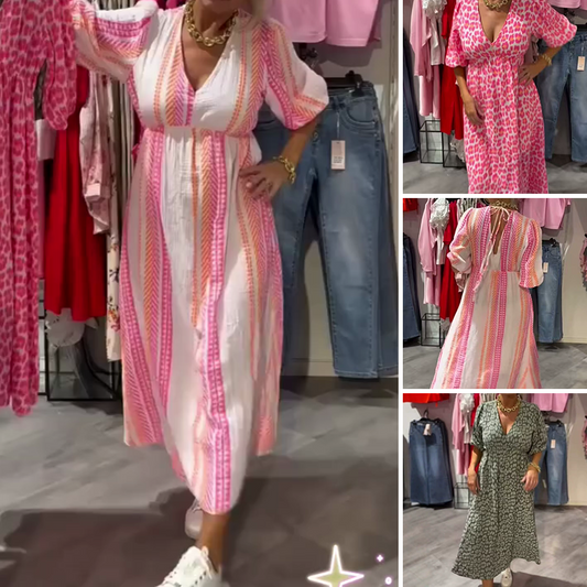 ☀️ LAST CHANCE 49% OFF ☀️ Must-Have Summer Printed Dress - Women's V-Neck, Cool & Easy to Style | Ideal for Hot Days & Effortless Outfits