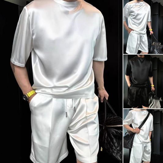 📢📢40% OFF !!!⏰Men's Casual Solid Top & Shorts 2-Piece Set