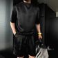 📢📢40% OFF !!!⏰Men's Casual Solid Top & Shorts 2-Piece Set