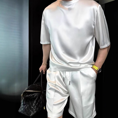 📢📢40% OFF !!!⏰Men's Casual Solid Top & Shorts 2-Piece Set