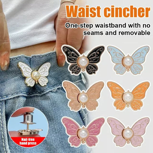 🌸🦋 LAST DAY! BUY 1 GET 1 FREE 🎁💜 Removable Butterfly Waist Adjustment Buckle – No‑Tool, Adjustable Fit for Jeans, Skirts & Dresses, Creates Hourglass Shape ✨👗💃