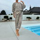 Women's Leopard Print Top & Pants 2-Piece Set ☕ – Relaxed Fit, Perfect for Brunch/Weekend Errands ✨