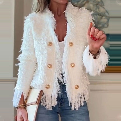 💜 LAST DAY PROMOTION - 50%OFF 💜 Women’s Fashion Button Tassel Short Coat