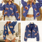 Women's Corduroy Jacket with Football Sequin Patch📢📢Flash Sale: Ending in 3 Hours!⏰⏰