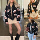 Women's Corduroy Jacket with Football Sequin Patch📢📢Flash Sale: Ending in 3 Hours!⏰⏰