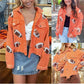 Women's Corduroy Jacket with Football Sequin Patch📢📢Flash Sale: Ending in 3 Hours!⏰⏰