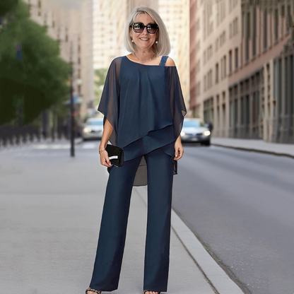 📢📢50% OFF !!!⏰Women’s Irregular Chiffon Tops ＆ Wide-Leg Pants 2-Piece Set