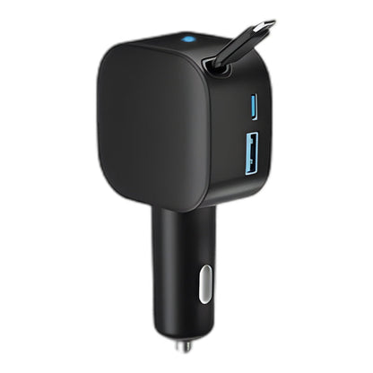🚗 Compact Retractable Car Charger – Tangle-Free Cable, Dual USB Fast Charging for Phones in Car 🔌