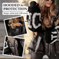Women’s Patchwork Knit Sleeve Hooded Puffer Jacket