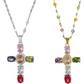 Colorful Rhinestone Cross Pendant Necklaces