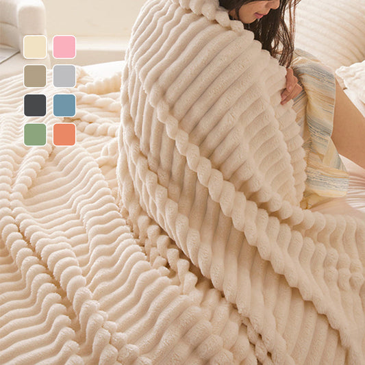 📢📢40% OFF !! ⏰Super Soft Fur Ribbed Fleece Throw Blanket🔥