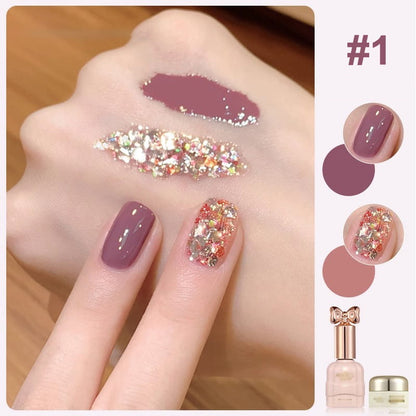 📢📢38  % OFF !!⏰⏰💅Fashion Glitter Dual-Color Nail Polish Combo Set