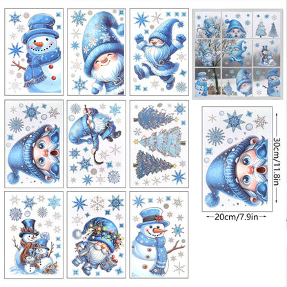 📢📢50  % OFF !!⏰⏰Christmas-Themed Glittering Window Stickers 9 PCS Set