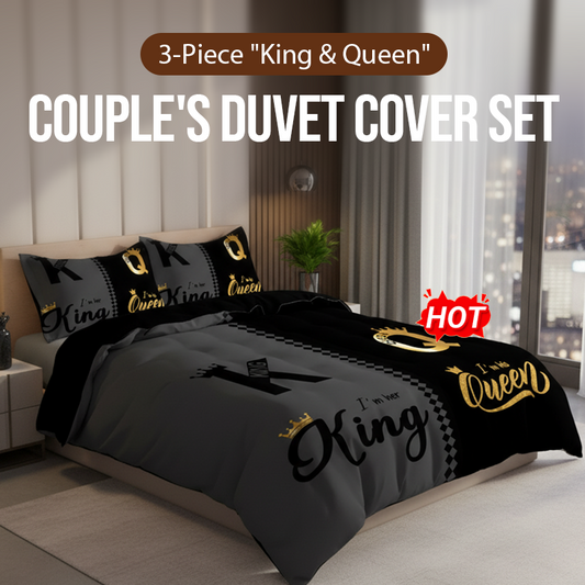 📢📢70 %  OFF ❗3-Piece "King & Queen" Couple's Duvet Cover Set