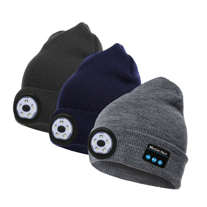 📢📢60% OFF !!⏰⏰Peel-Off LED Headlamp Bluetooth Headset Knit Cap🎁