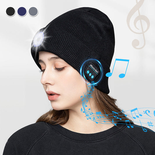 📢📢60% OFF !!⏰⏰Peel-Off LED Headlamp Bluetooth Headset Knit Cap🎁