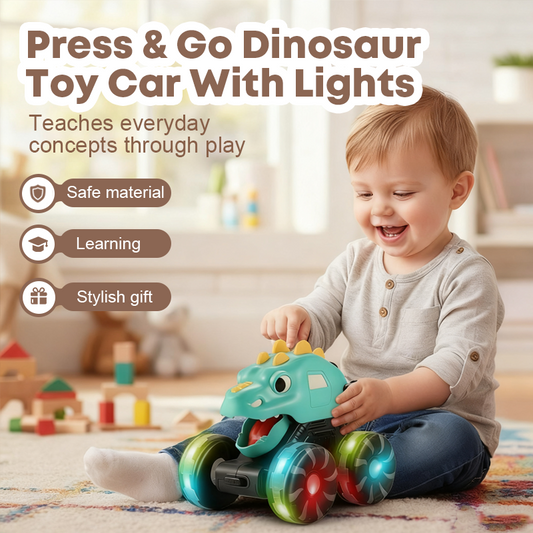 📢📢50 % OFF !!✨Press & Go Dinosaur Toy Car With Lights