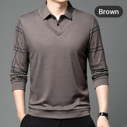 📢📢50% OFF !!✨Men's Fake Two-Piece Knit Pullover