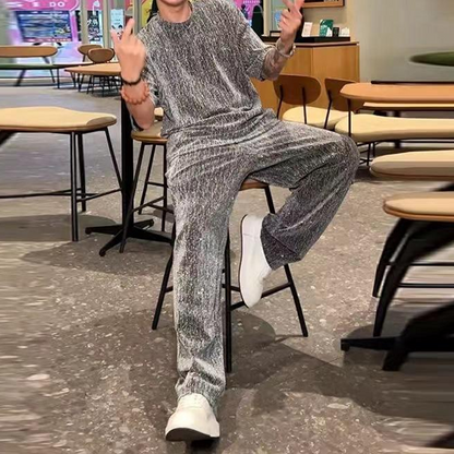 📢📢50  % OFF !!✨Men’s Short Sleeve Top & Wide Leg Pants 2-Piece Set