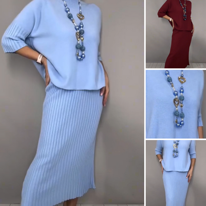 ⏳Limited-time 63% off⏰Elegant Knit Sweater and Midi Skirt 2-Piece Set👚👗