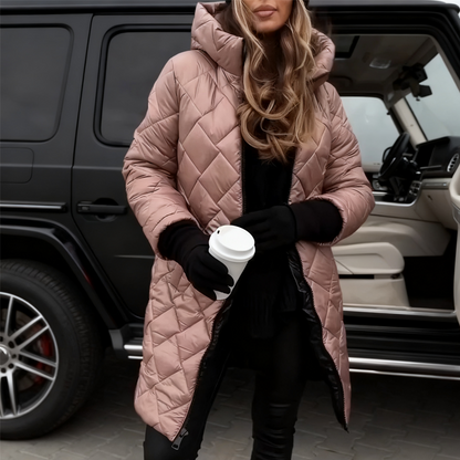 Women's Long Quilted Hooded Puffer Coat
