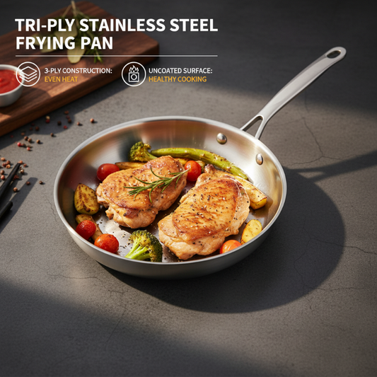 📢📢60 % OFF !!🎅Tri-Ply Stainless Steel Frying Pan