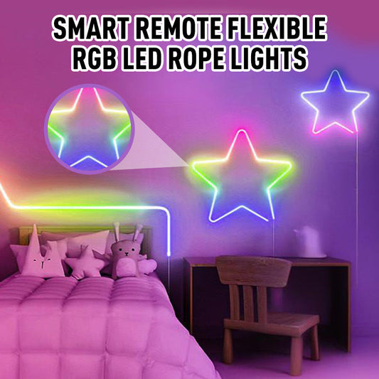 📢📢50 % OFF !!⏰Smart Remote Flexible RGB LED Rope Lights