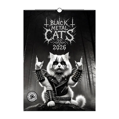 📢📢 60   %  OFF  !! ✨Black Metal Cat Calendar 2026