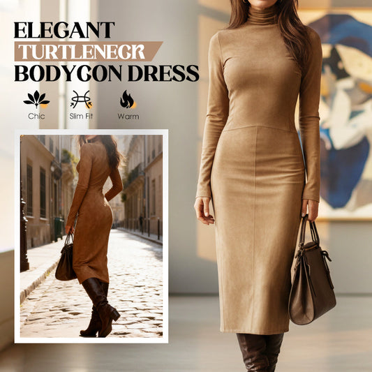 📢📢 60   %  OFF  !! ✨Elegant Turtleneck Long-Sleeve Bodycon Dress